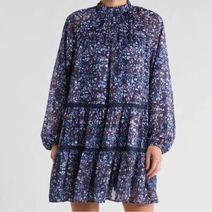 Melrose and Market Navy Floral Mini Swing Dress